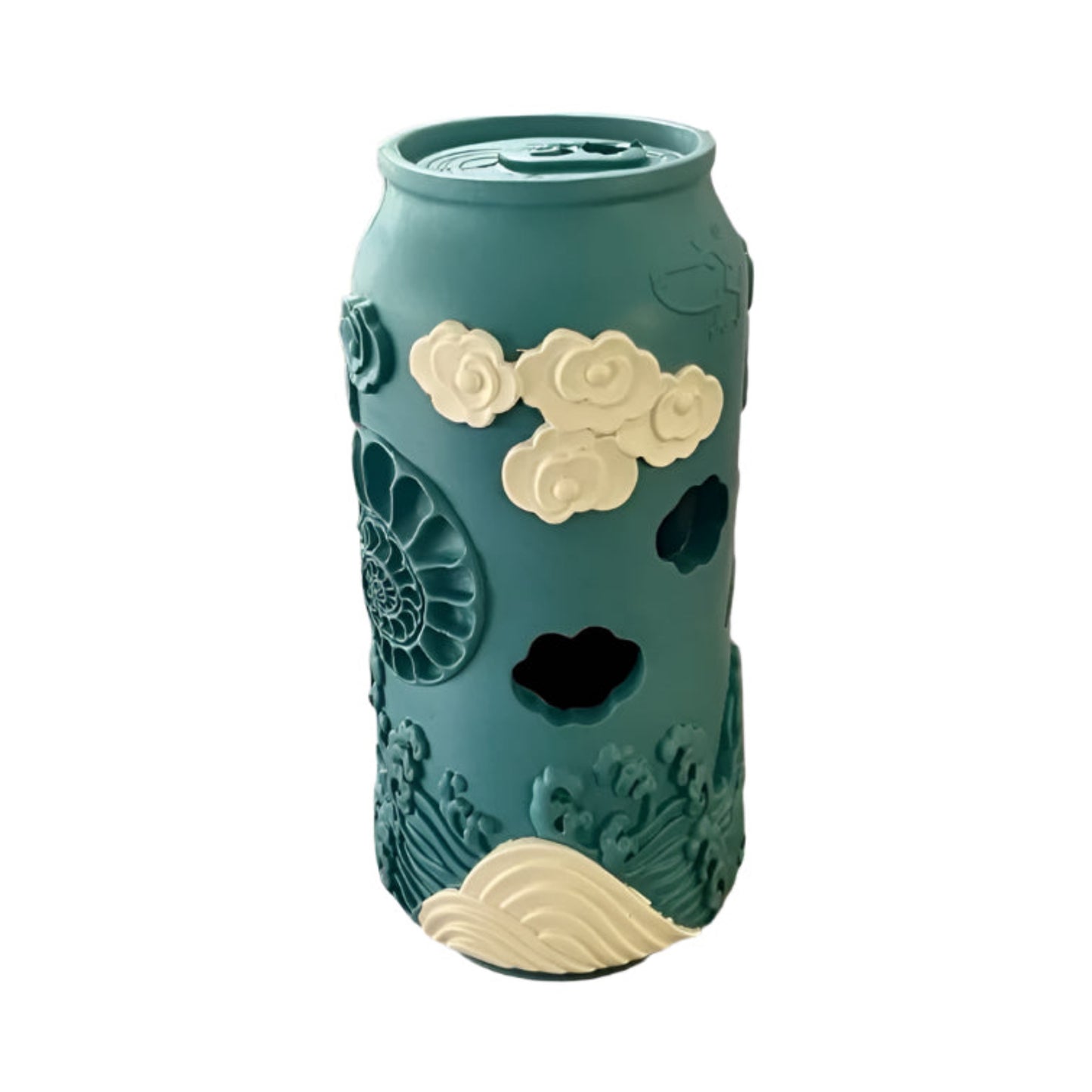 Rubber Soda Can dog toy in aqua