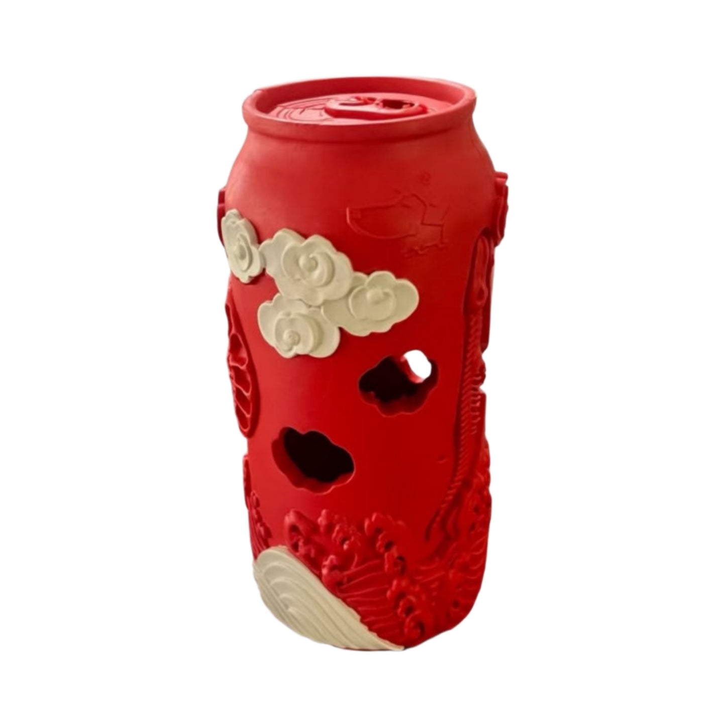 Rubber Soda Can dog toy in red