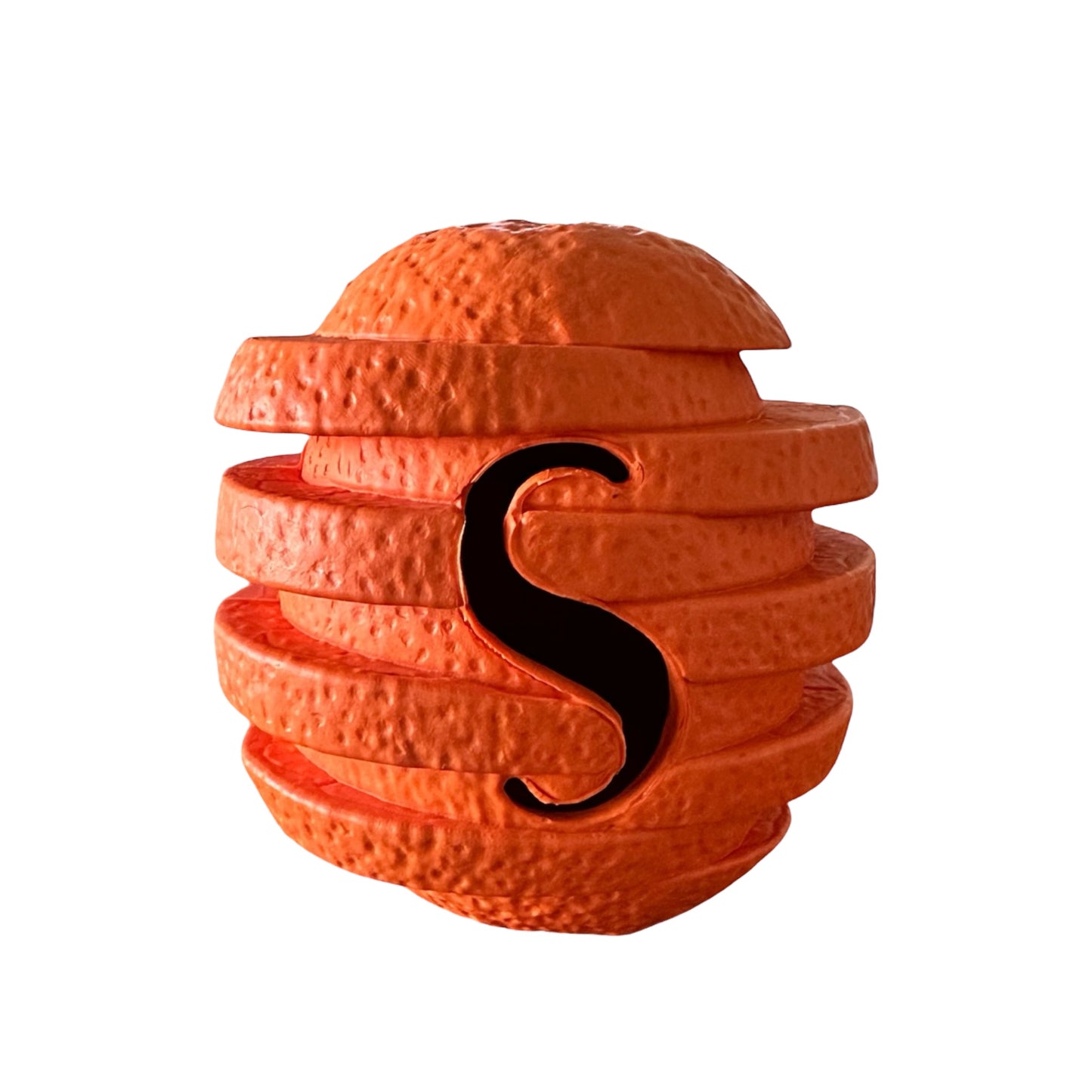 natural rubber sliced orange chew toy fro strong dogs