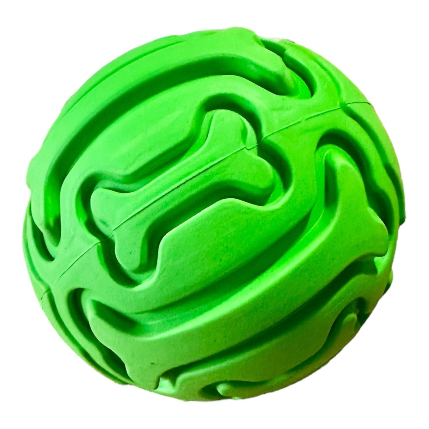 Rubber squeak ball in green.