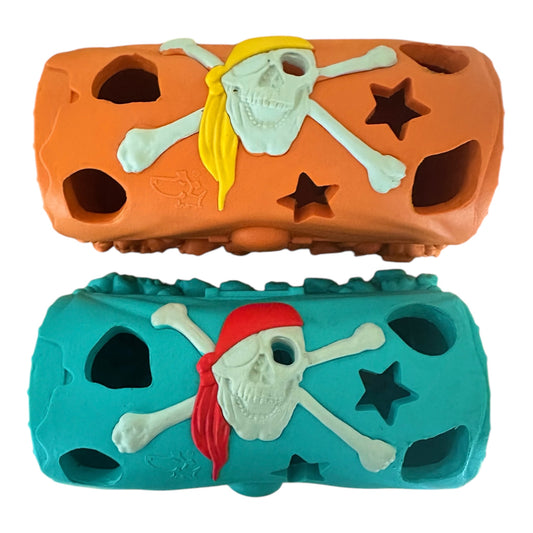 natural rubber dog chew toys with skull and crossbones design suitable for tough dogs