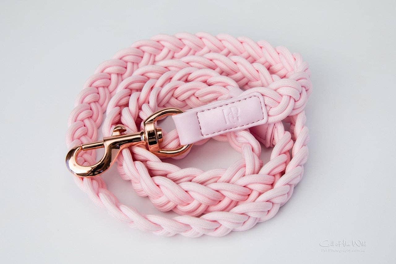 HGP Luxury Pet Accessories - Dog Lead Baby Pink Plaited - Boogs & Poods