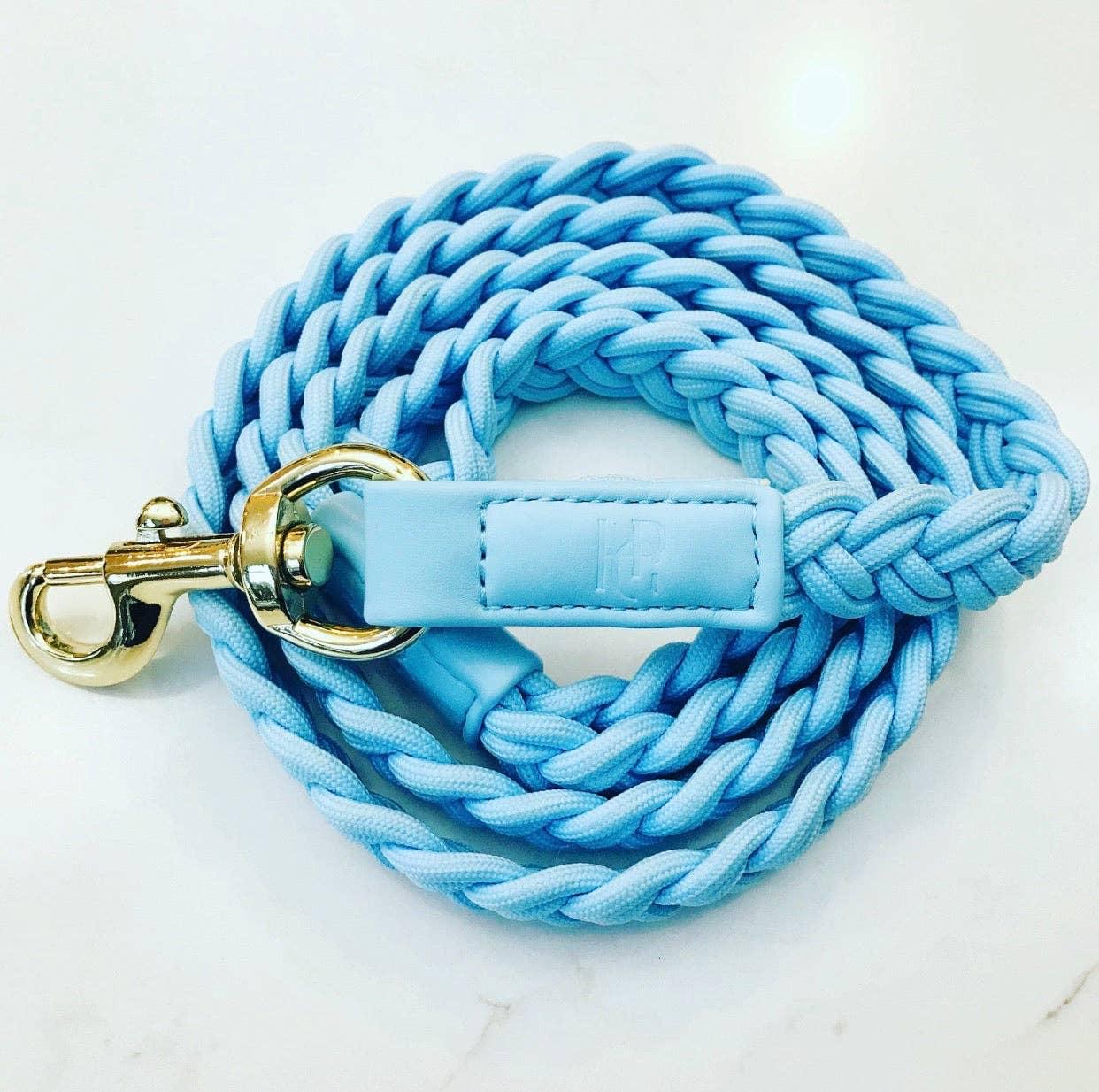 HGP Luxury Pet Accessories - Dog Lead Cloud Blue Plaited - Boogs & Poods